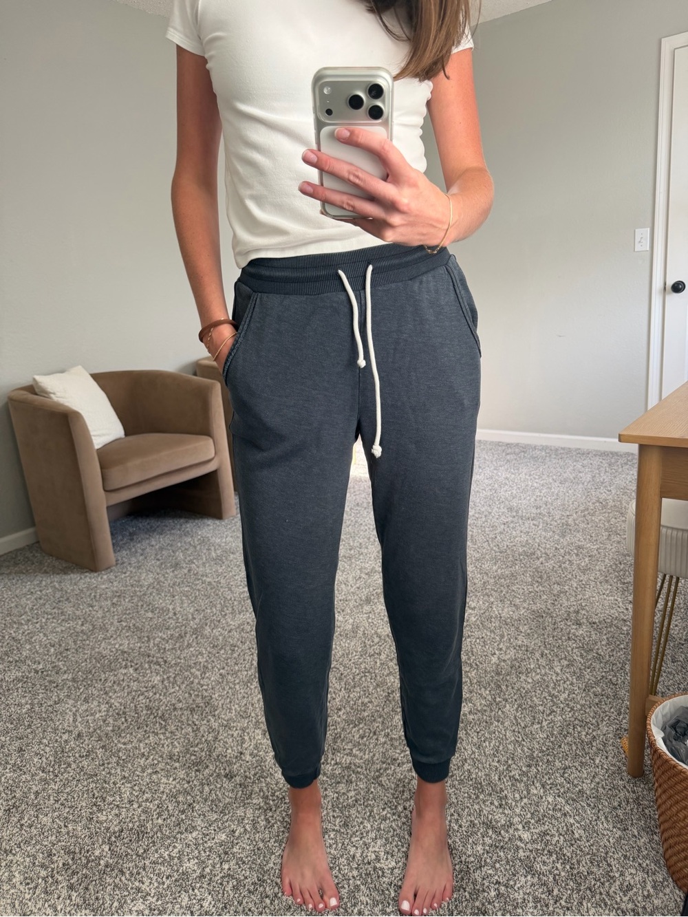 American Eagle Outfitters Charcoal Gray Drawstring Joggers